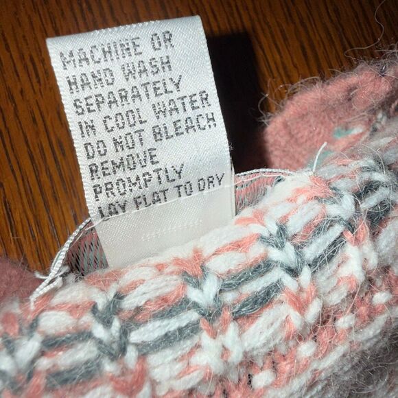 Vintage Gina Peters Knit Cardigan Sweater Pink Fair Isle Geometric Knit Made in - Picture 11 of 16